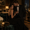Paar in Abendkleidung – Hotelsuite
